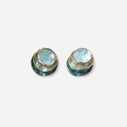 HELENE™ | Pendientes redondos Ocean, pintados a mano
