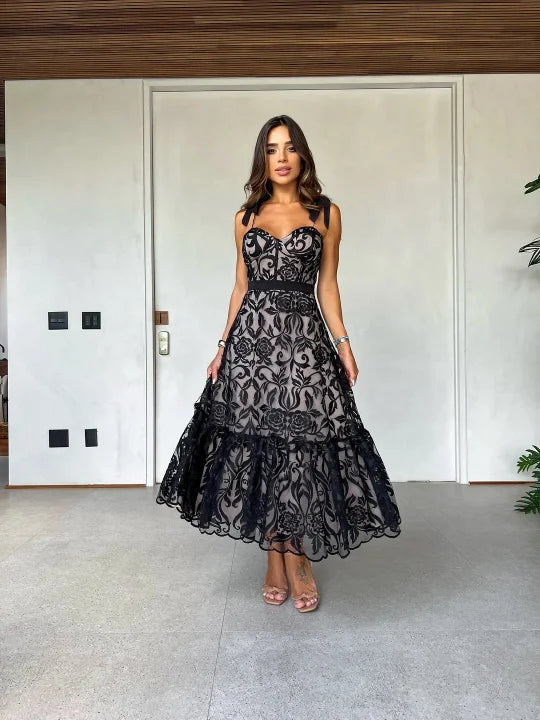 Kaori™ | Vestido midi elegante con finas tiras