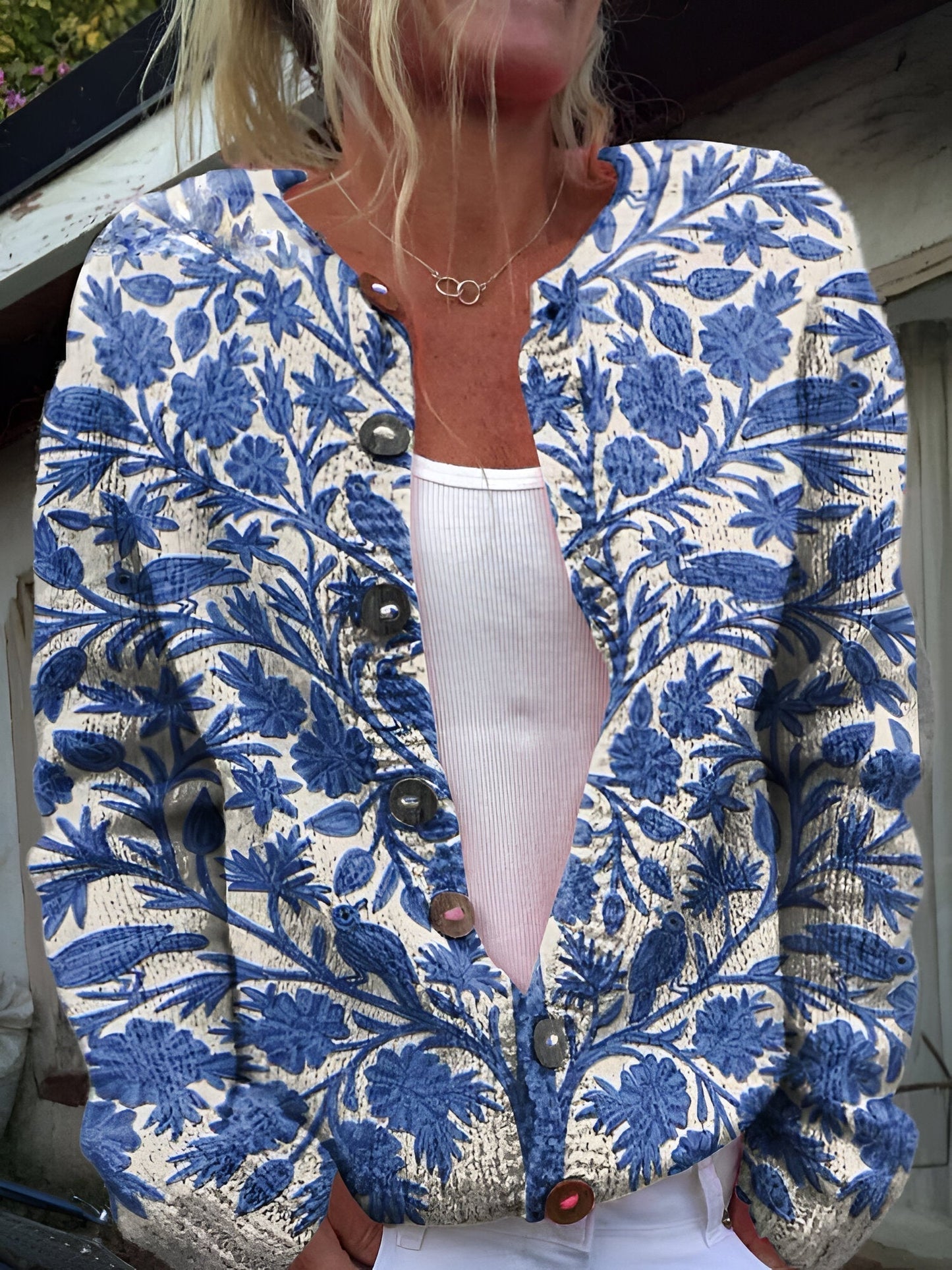 Barbara | Cardigan en Maille Florale de Luxe