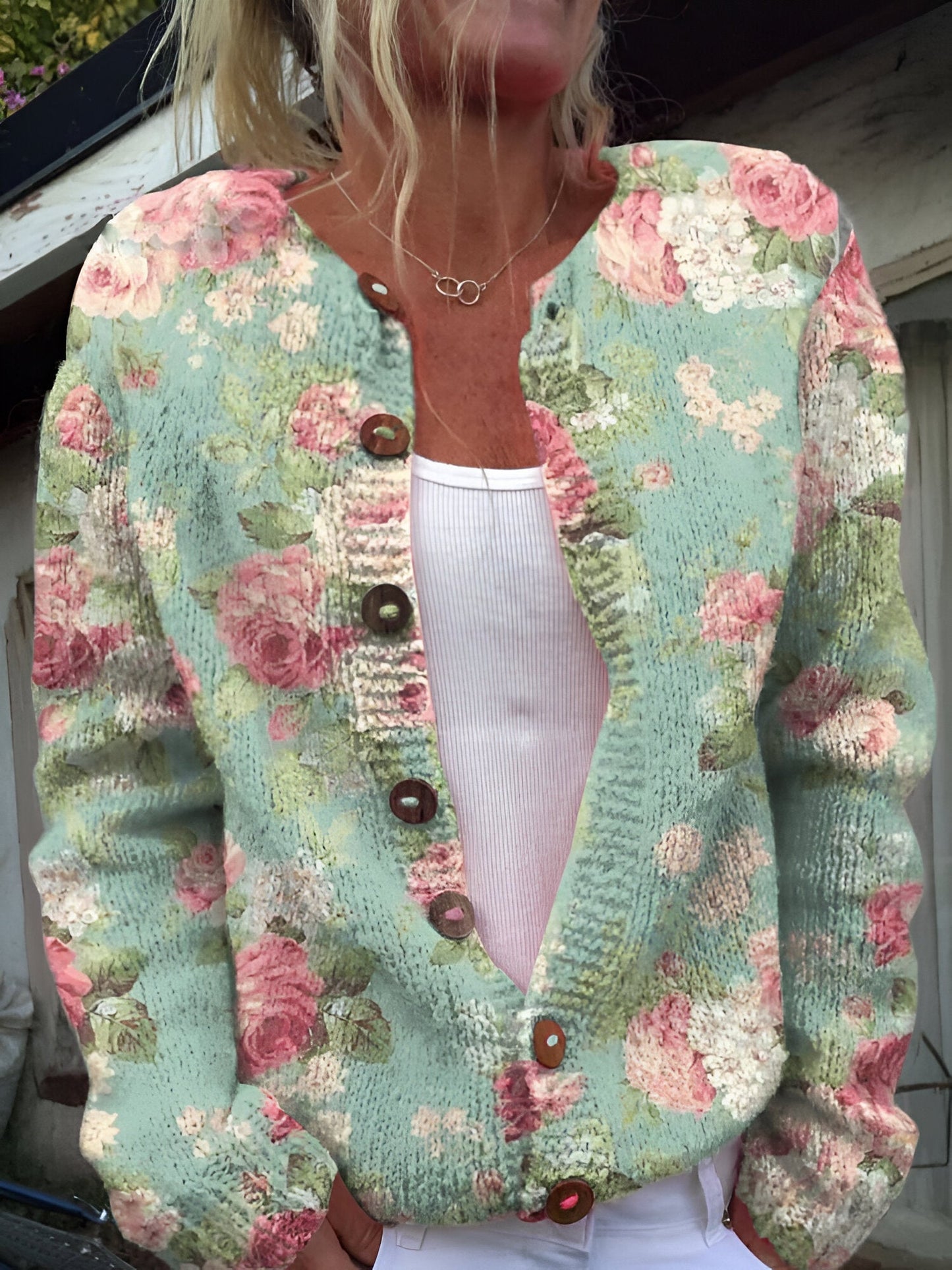 Barbara | Cardigan en Maille Florale de Luxe