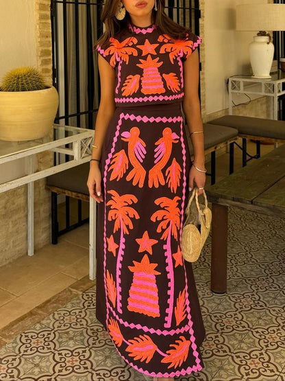 Katia – Conjunto estampado de Top y Falda