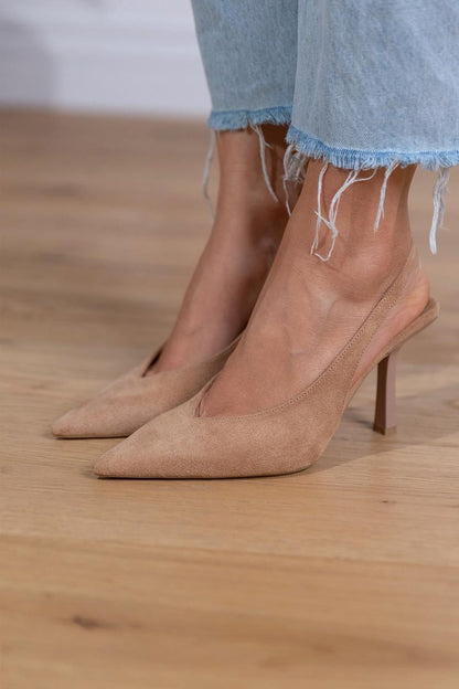 Marlena™ | Zapatos de tacón slingback nude con tacón fino